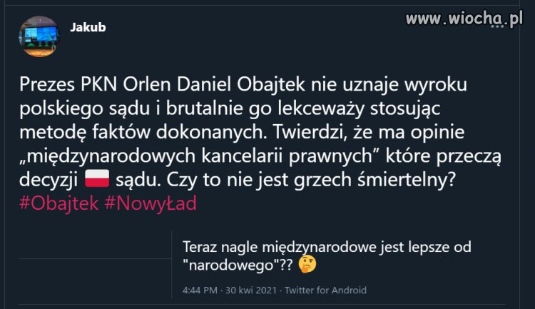 Teraz nagle międzynarodowe jest lepsze od ''narodowego''???