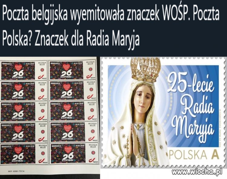 Poczta belgijska wyemitowała znaczek WOŚP. 