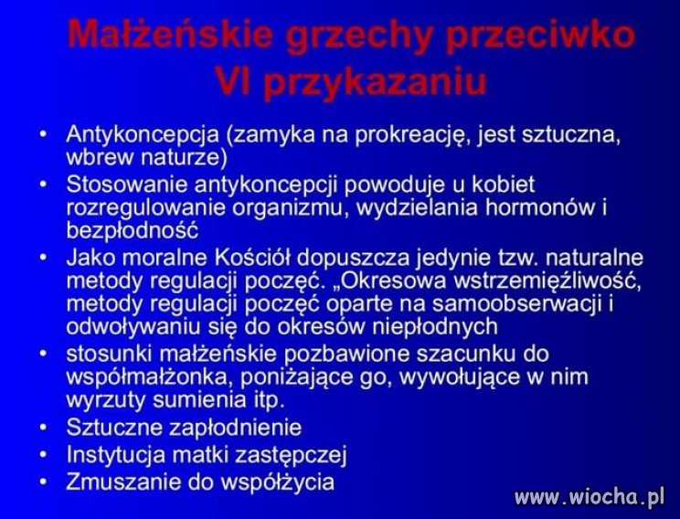 Małżeńskie grzechy przeciwko VI przykazaniu???
