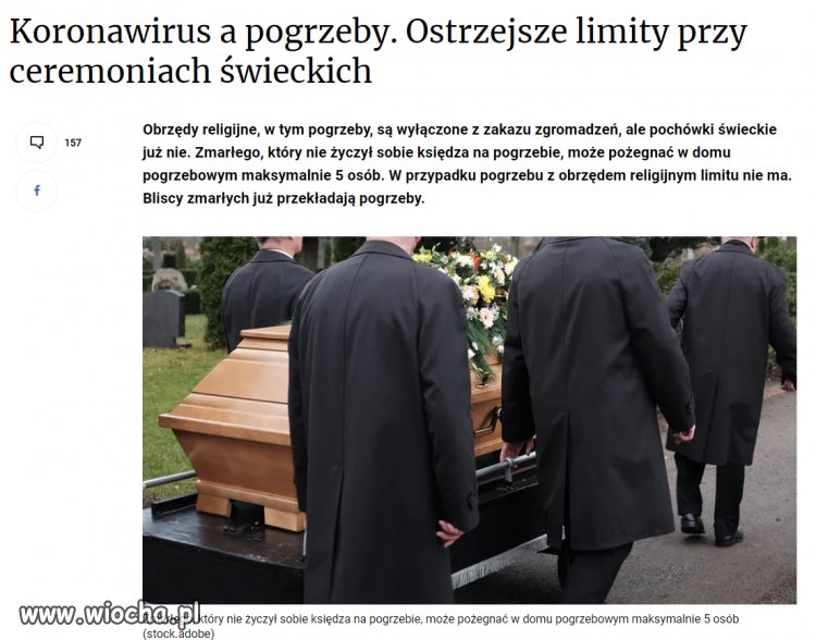 Pogrzeb bez księdza max 5 osób, a później mandat bo zakaz zgromadzeń