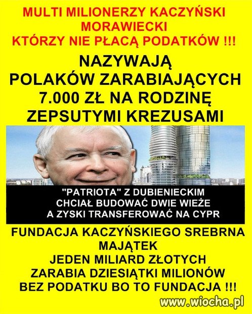 Kaczynski - miliarder ktory zgrywa biedaka...