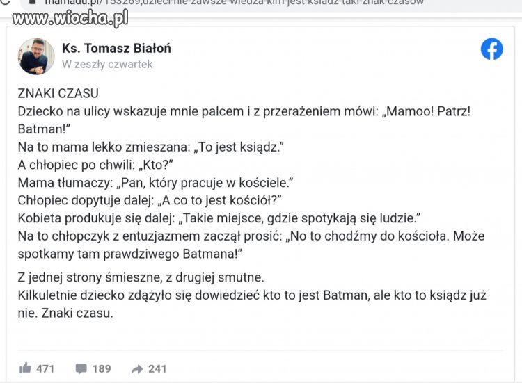 Kretyn w koloratce który nie rozumie znaków czasu