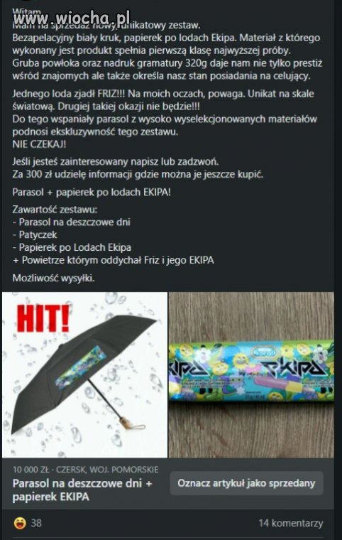 Parasol na deszczowe dni + papierek EKIPA