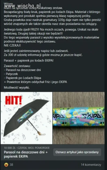 Parasol na deszczowe dni + papierek EKIPA