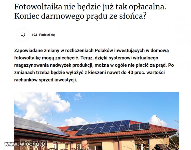 Koniec darmowego prądu