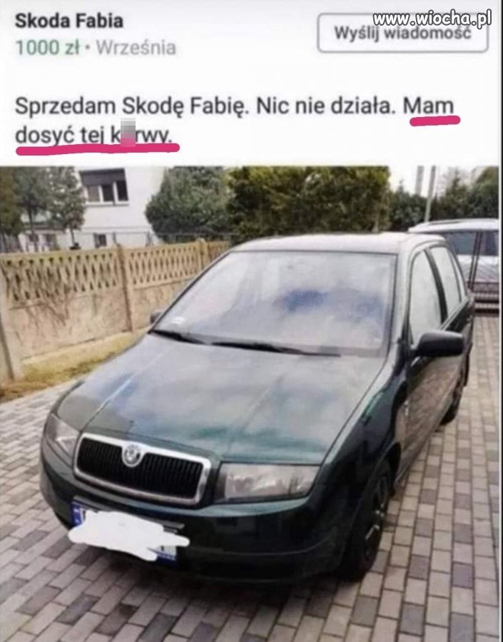 Ciekawy powód sprzedaży.