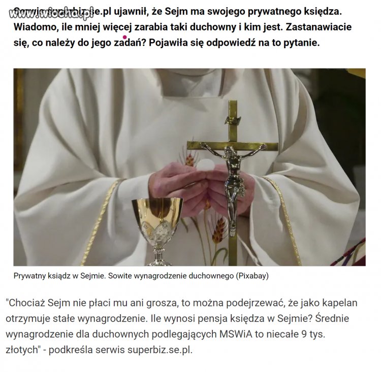 Prywatny ksiądz w Sejmie z sowitym wynagrodzeniem