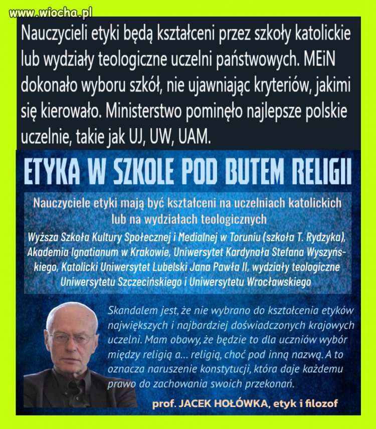 Obowiązkowe religia ALBO etyka, ALE...