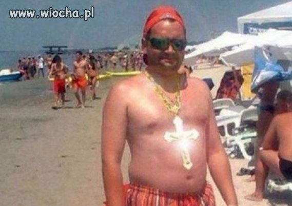 Dżolero z jakiegoś Pcimia na plaży 
