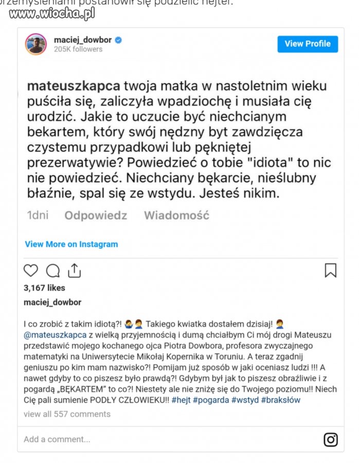 Odpowiedź lepszosortowca na żart Macieja