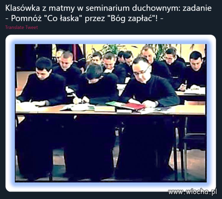 Klasówka z matmy w seminarium duchownym