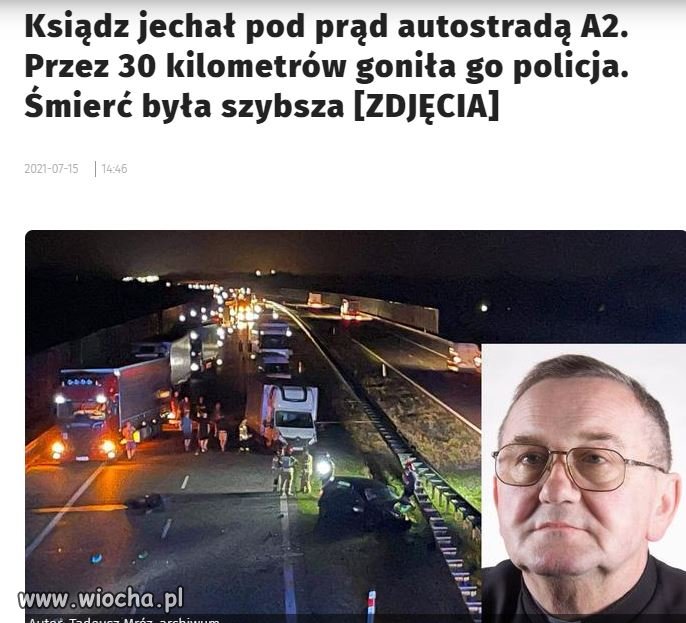 Ciężko ranił prawidłowo jadącego kierowcę.
