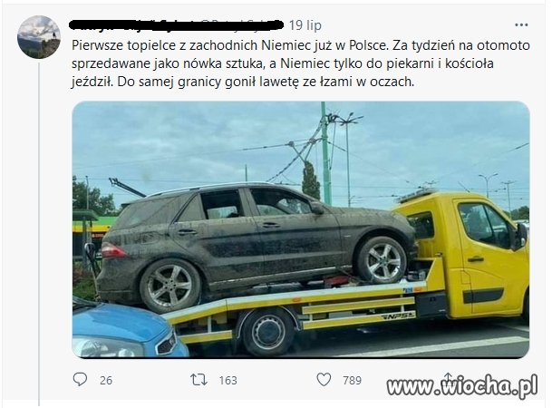 Topielce po powodzi, igiełki od Niemca już jadą.