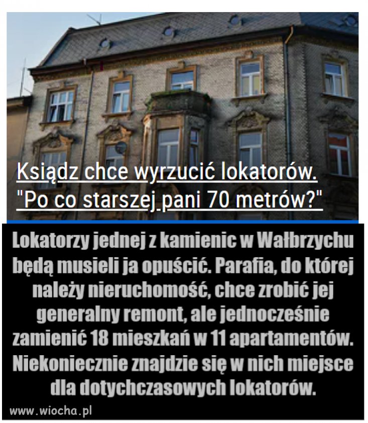 Ksiądz chce wyrzucić lokatorów z kamienicy