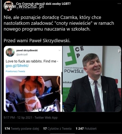 Doradca Czarnka, główny ideolog od cnót niewieścich