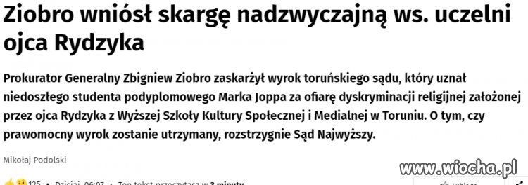 Ziobro kumpel Rydzyka