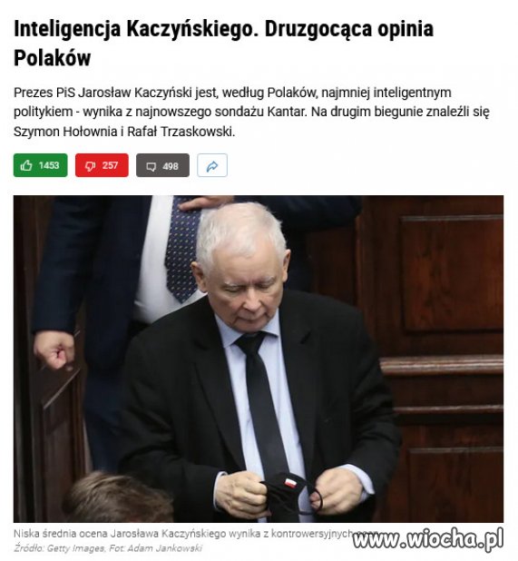 Naród ocenił inteligencje Kaczyńskiego...