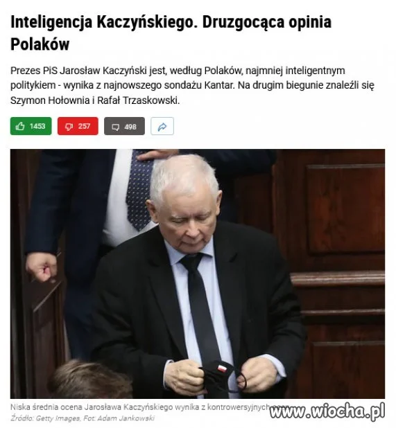 Naród ocenił inteligencje Kaczyńskiego...