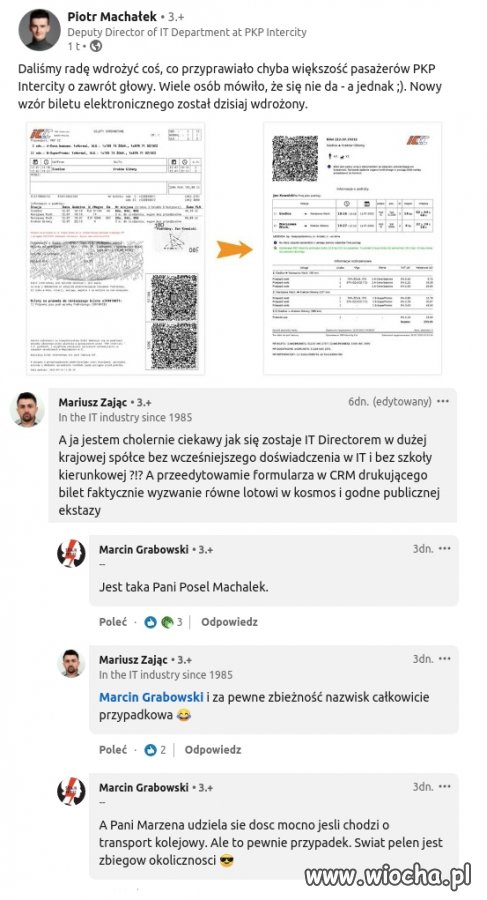 Szybka kariera w PKP z mamusią posłem PiS