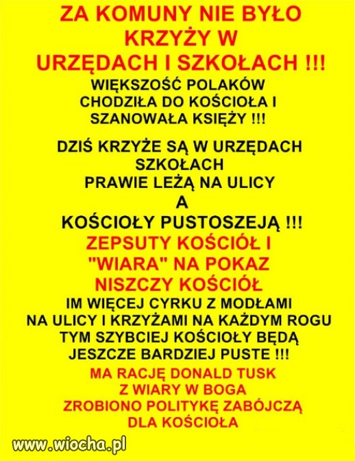 Taki rezultat mieszania się do polityki sekty kościoła!