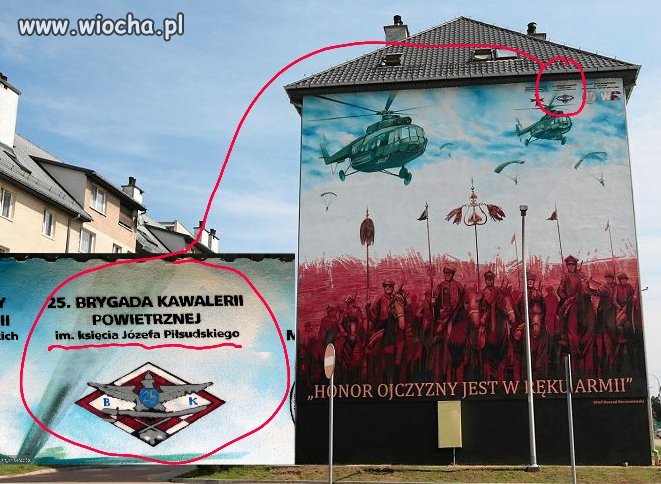 Pisowski patriotyczny mural a na nim...