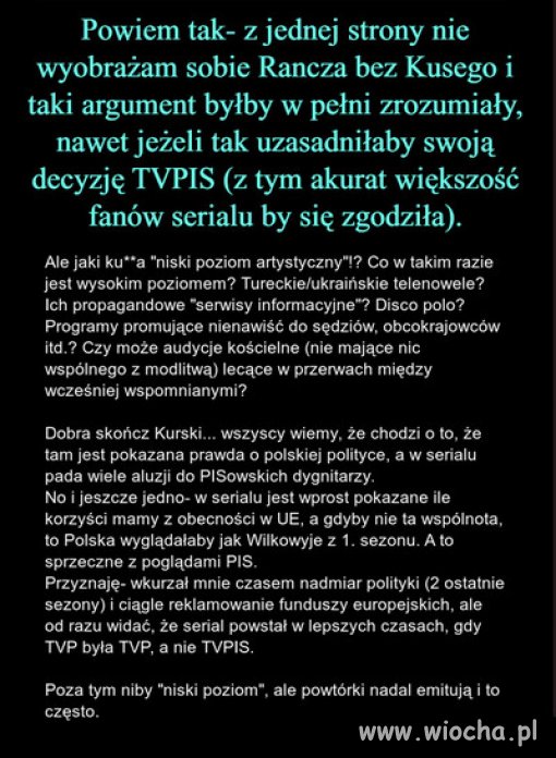 Serial "Ranczo" zakończył się z dojściem PiSu do  władzy