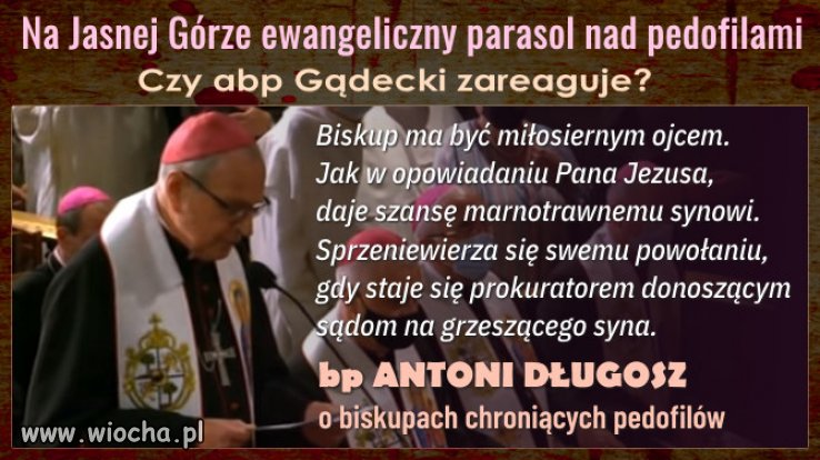 Szef Episkopatu, abp Gądecki, na razie milczy ws. środowej homilii bpa Długosza będącej gloryfikacją biskupów chroniących księży pedofilów.