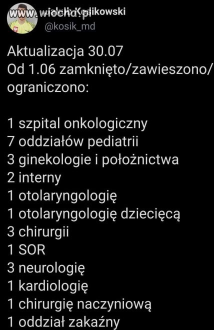 Co tam szpitale i oddziały