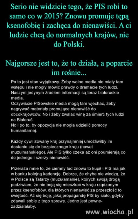 Promowanie tepej ksenofobii, dla tepego elektoratu