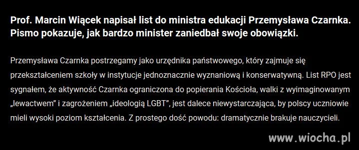 Rzecznik Praw Obywatelskich do ministra edukacji: