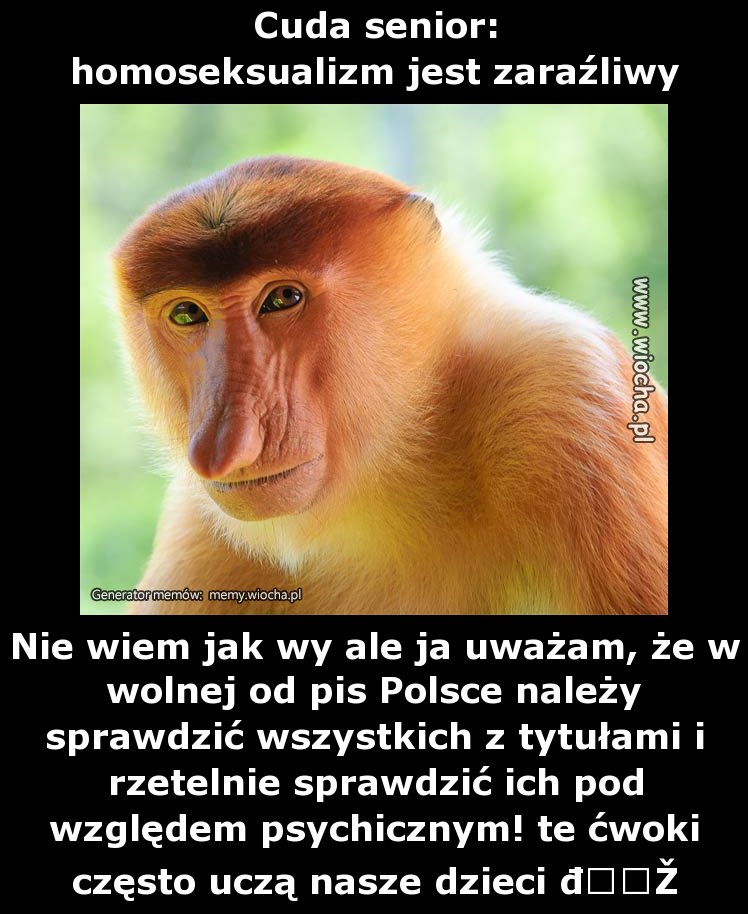 Cuda senior:
homoseksualizm jest zaraźliwy