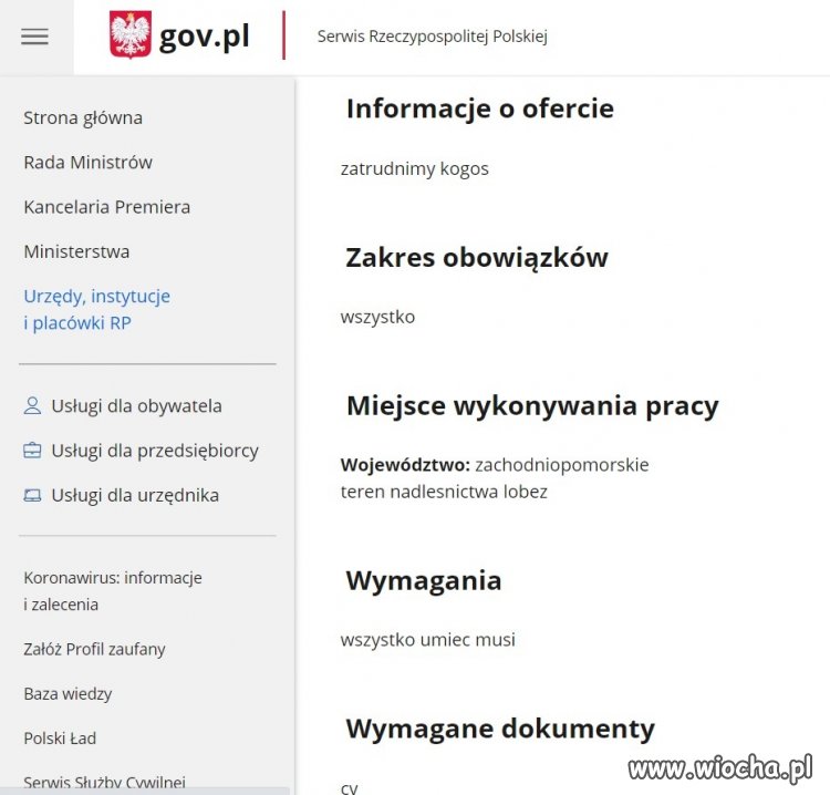 Z cyklu ''ogłoszenia o pracę''