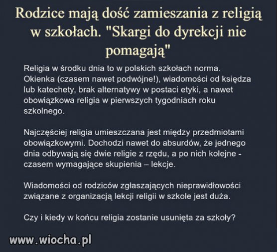 Miejscem dla wiary i religii jest kościół!