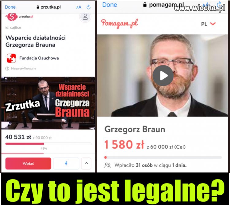Czy to jest legalne żeby poseł na sejm zbierał pieniądze na zrzutce