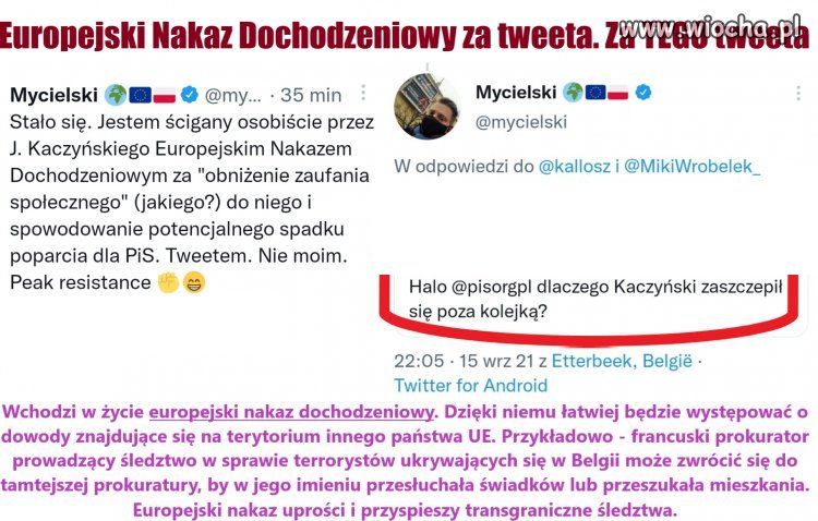 Europejski Nakaz Dochodzeniowy za tweeta. Za TEGO tweeta.