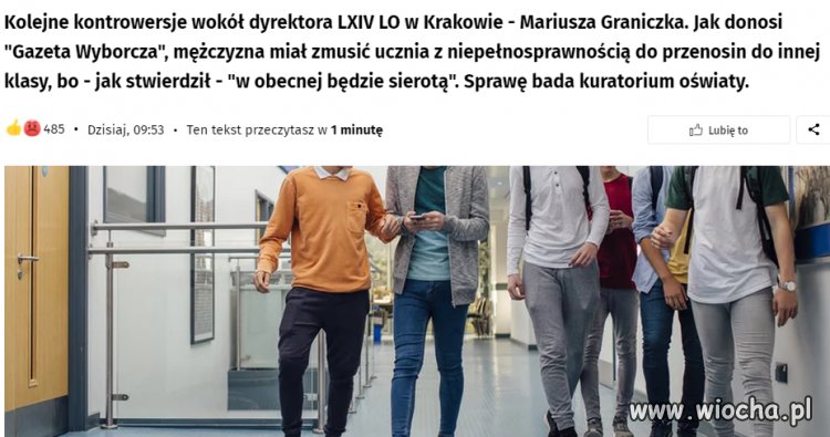 Znany wiochowiczom dyrektor krakowskiego liceum