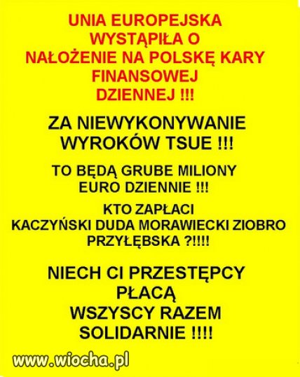 Niech płacą PiS kler i oczywiście wyborcy tego syfu