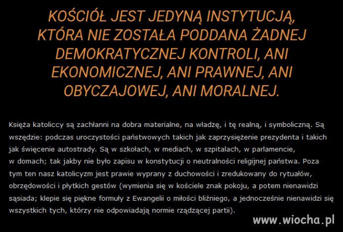 Polska stała się krajem fundamentalizmu religijnego
