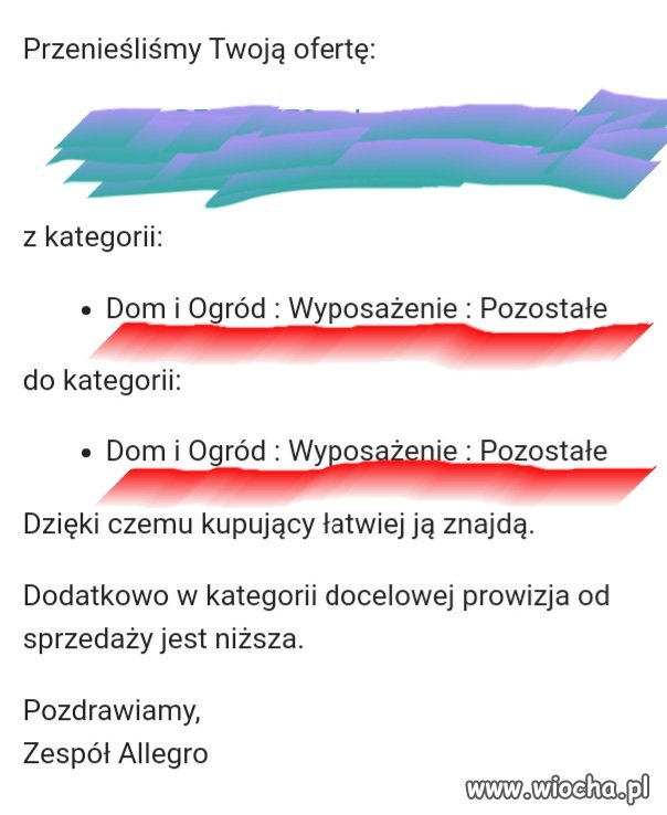 Allegro i zmiana kategorii