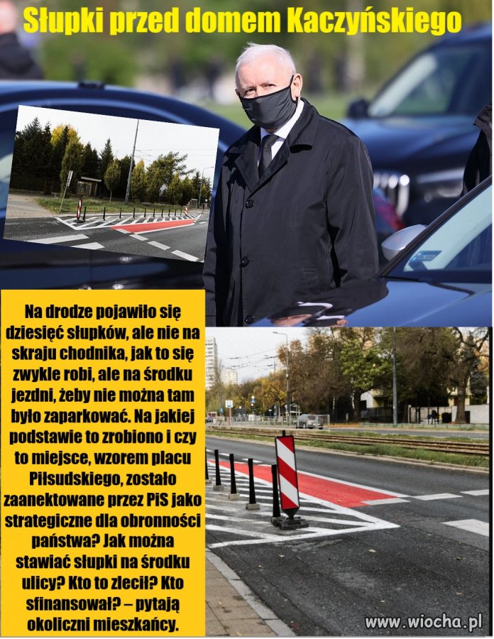 Postawiono słupki przed domem Kaczyńskiego