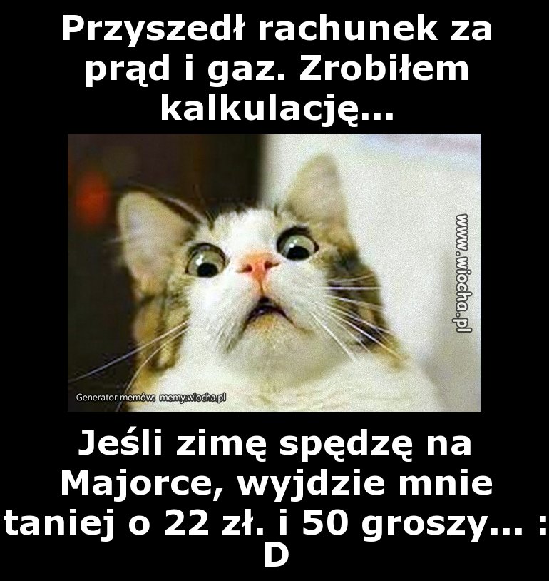 Przyszedł rachunek za prąd i gaz. Zrobiłem