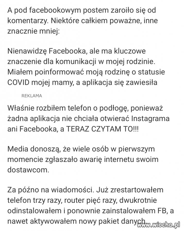 Awaria fb - zaraz zaczną się wieszać 