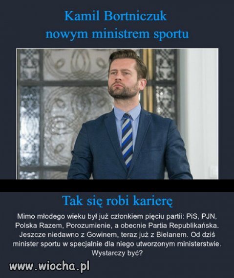 Młody polityczny kameleon, bezkręgowiec, nowym ministrem!