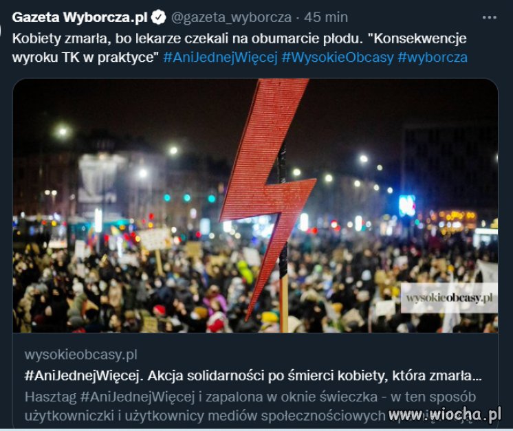 Kobiety zmarła, bo lekarze czekali na obumarcie płodu. 