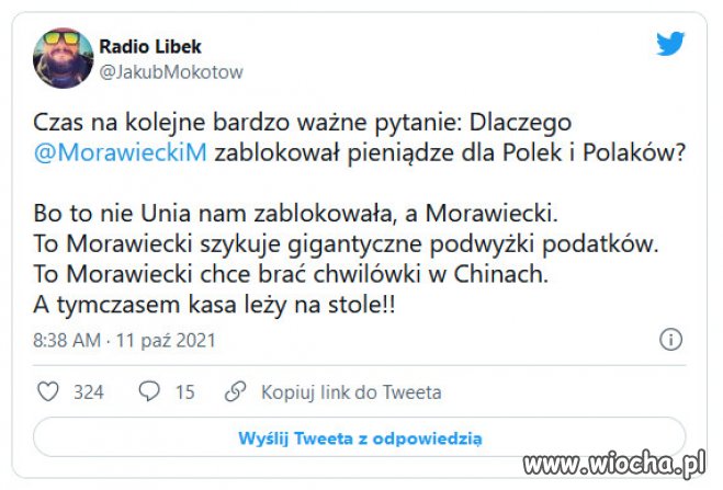Winę za wstrzymanie funduszy dla Polski ponosi Morawiecki.