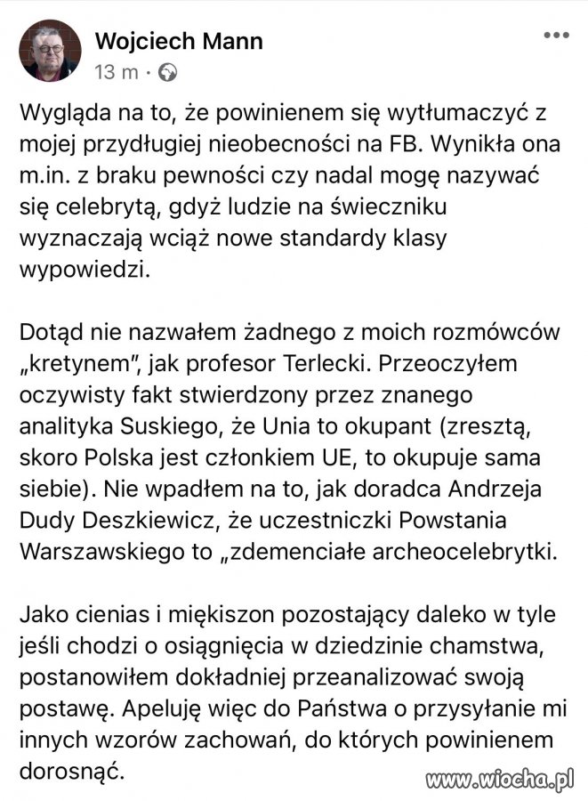 Wojciech Mann na FB