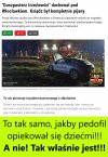 Pijany ksiądz dachował samochodem. 