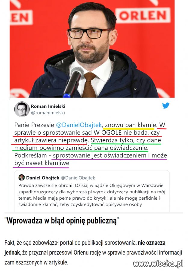 Wprowadza w błąd opinię publiczną