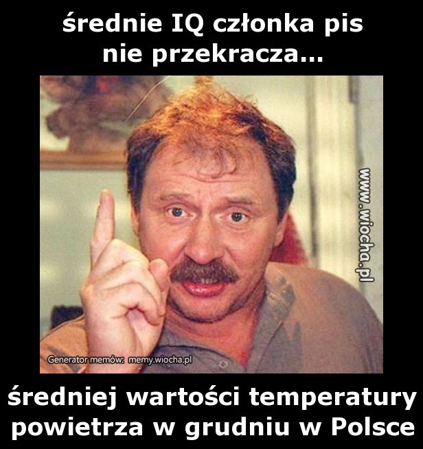 średnie IQ członka pis
nie przekracza...