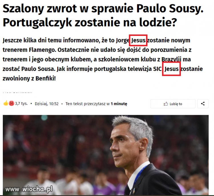 Wywalmy Sousę, bierzmy Jesusa...dobrze się kojarzy
